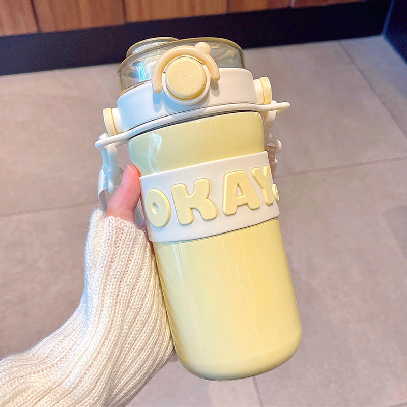 Personalized Alphabet Insulated Water Cup with Straw