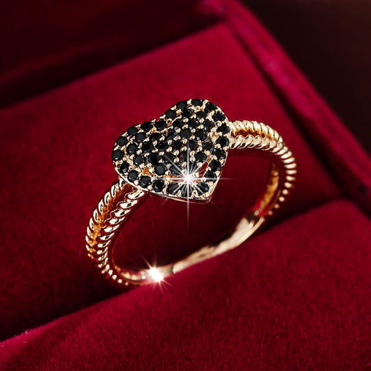 Heart Shaped Zircon Embedded Fashion Ring
