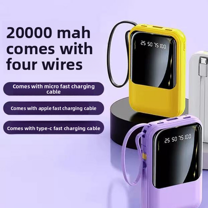 Portable Power Bank 20000mAh with Built-in Cable