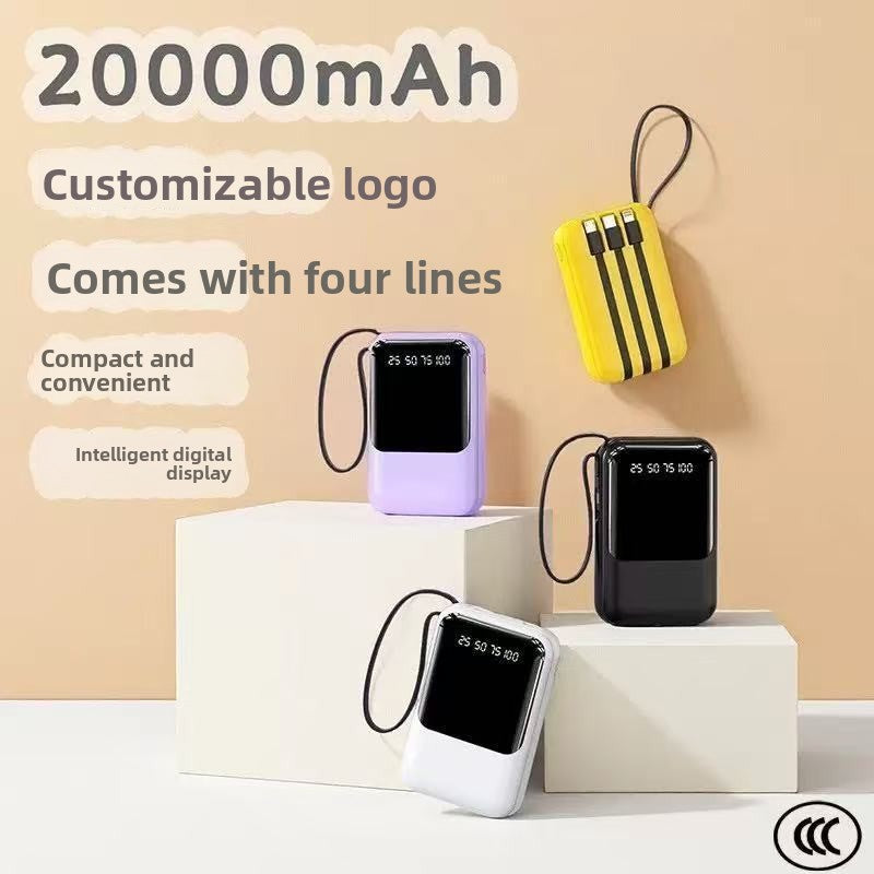 Portable Power Bank 20000mAh with Built-in Cable
