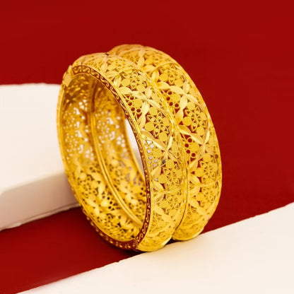 Elegant Gold Plated Carved Bracelet for Women