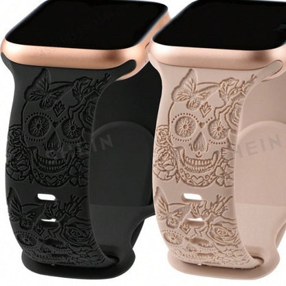 Silicone Strap for Apple Watch with Skull Design