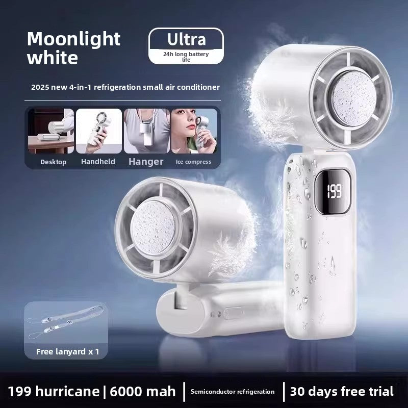 Handheld Mini Fan with Semiconductor Cooling and LED Display