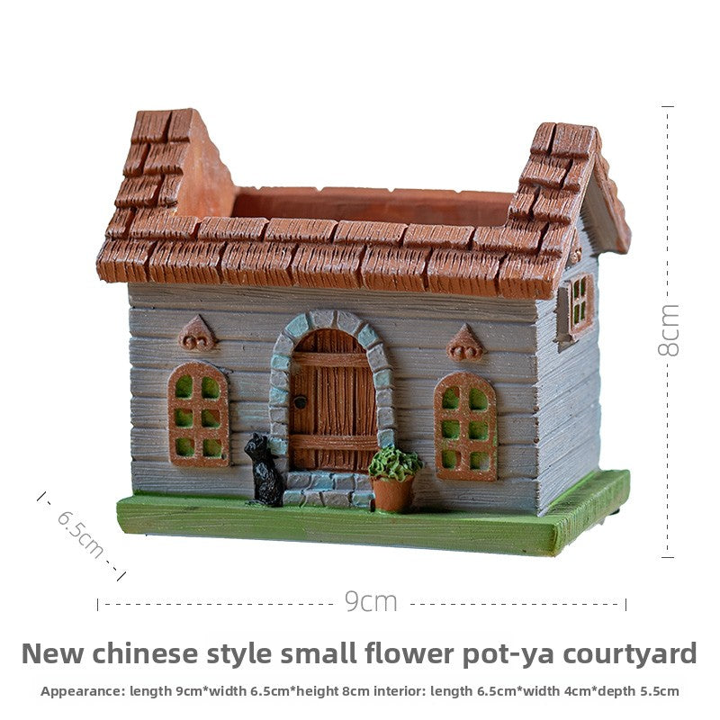 Retro-style nostalgic resin planter