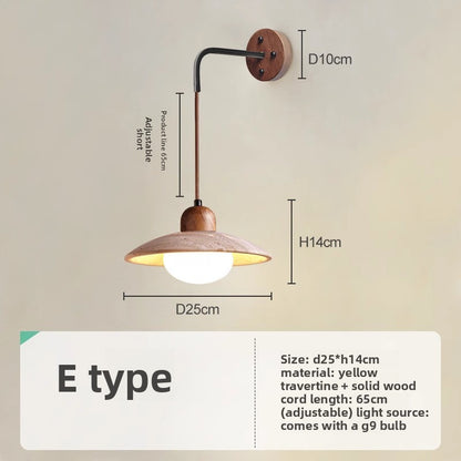 Japanese Style Wooden Bedside Wall Lamp with Warm Light