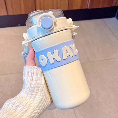 Personalized Alphabet Insulated Water Cup with Straw