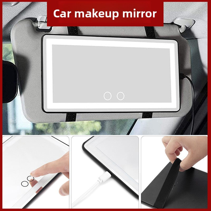 Rechargeable LED Car Visor Makeup Mirror