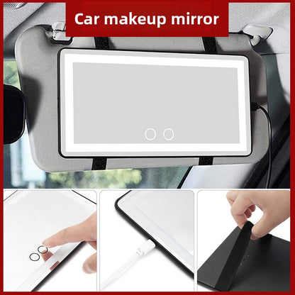 Rechargeable LED Car Visor Makeup Mirror