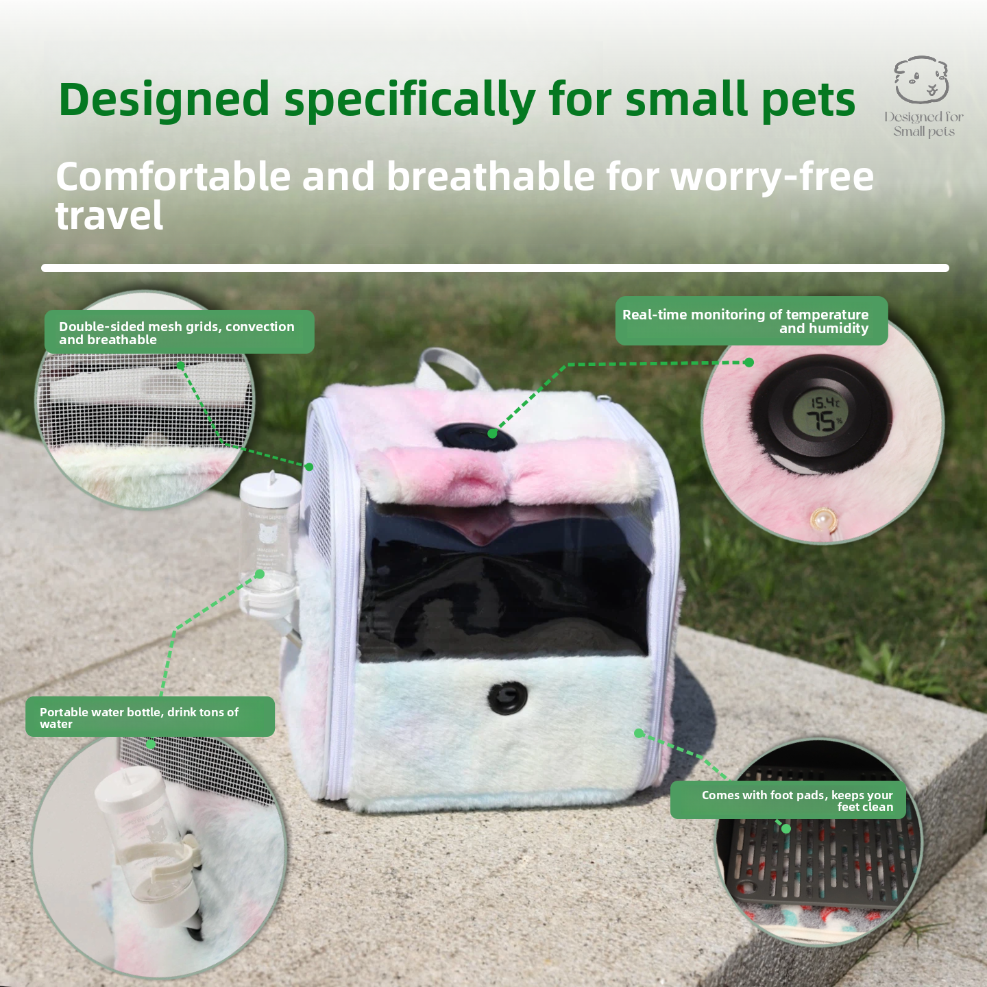 Transparent Pet Travel Backpack with Thermometer