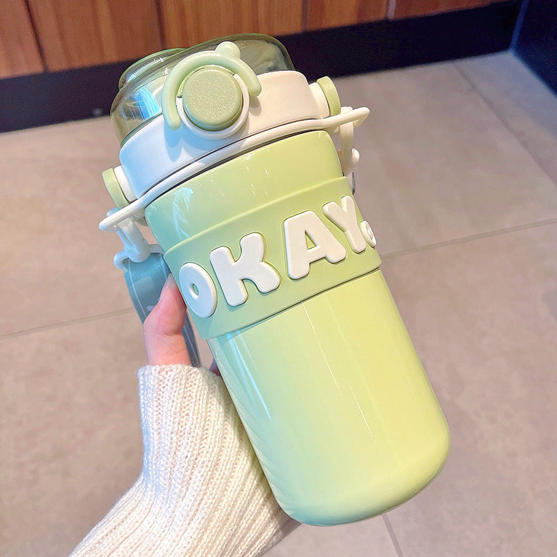 Personalized Alphabet Insulated Water Cup with Straw