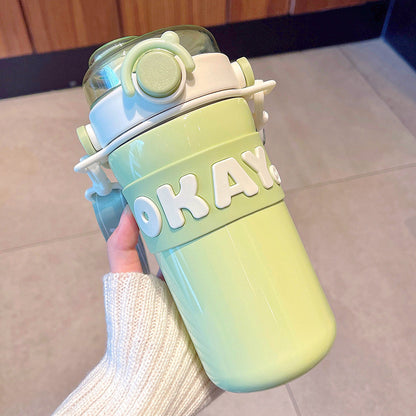 Personalized Alphabet Insulated Water Cup with Straw