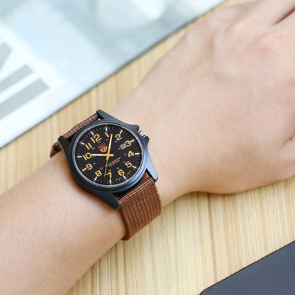 Military Style Quartz Watch with Nylon Strap