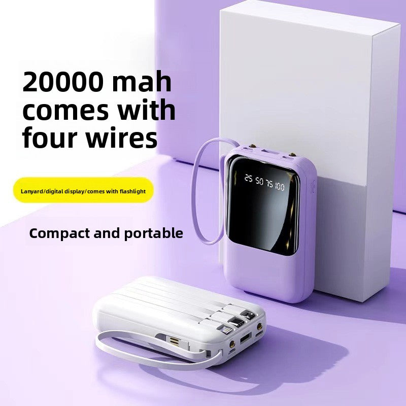 Portable Power Bank 20000mAh with Built-in Cable