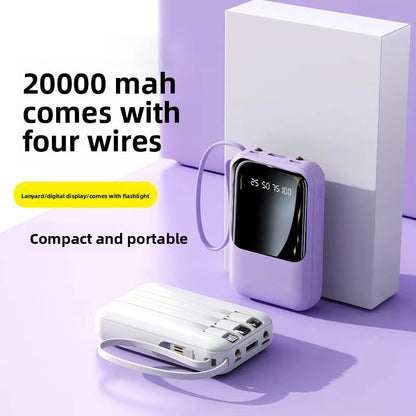 Portable Power Bank 20000mAh with Built-in Cable