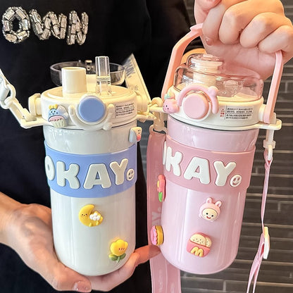 Personalized Alphabet Insulated Water Cup with Straw