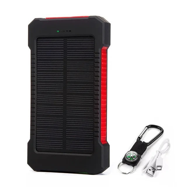 Solar Charger Power Bank with Compass and Carabiner