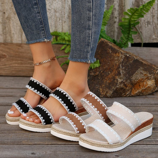 Women Wedge Heel Hemp Rope Sandals