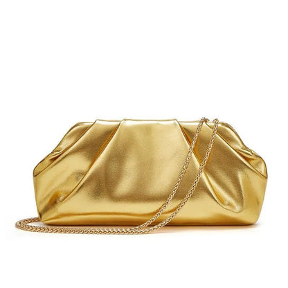 Pleated Chain Shoulder Bag with Magnetic Closure
