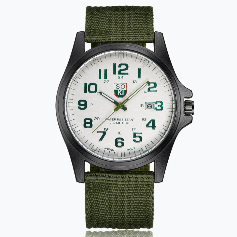 Military Style Quartz Watch with Nylon Strap