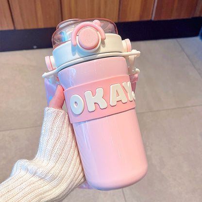 Personalized Alphabet Insulated Water Cup with Straw