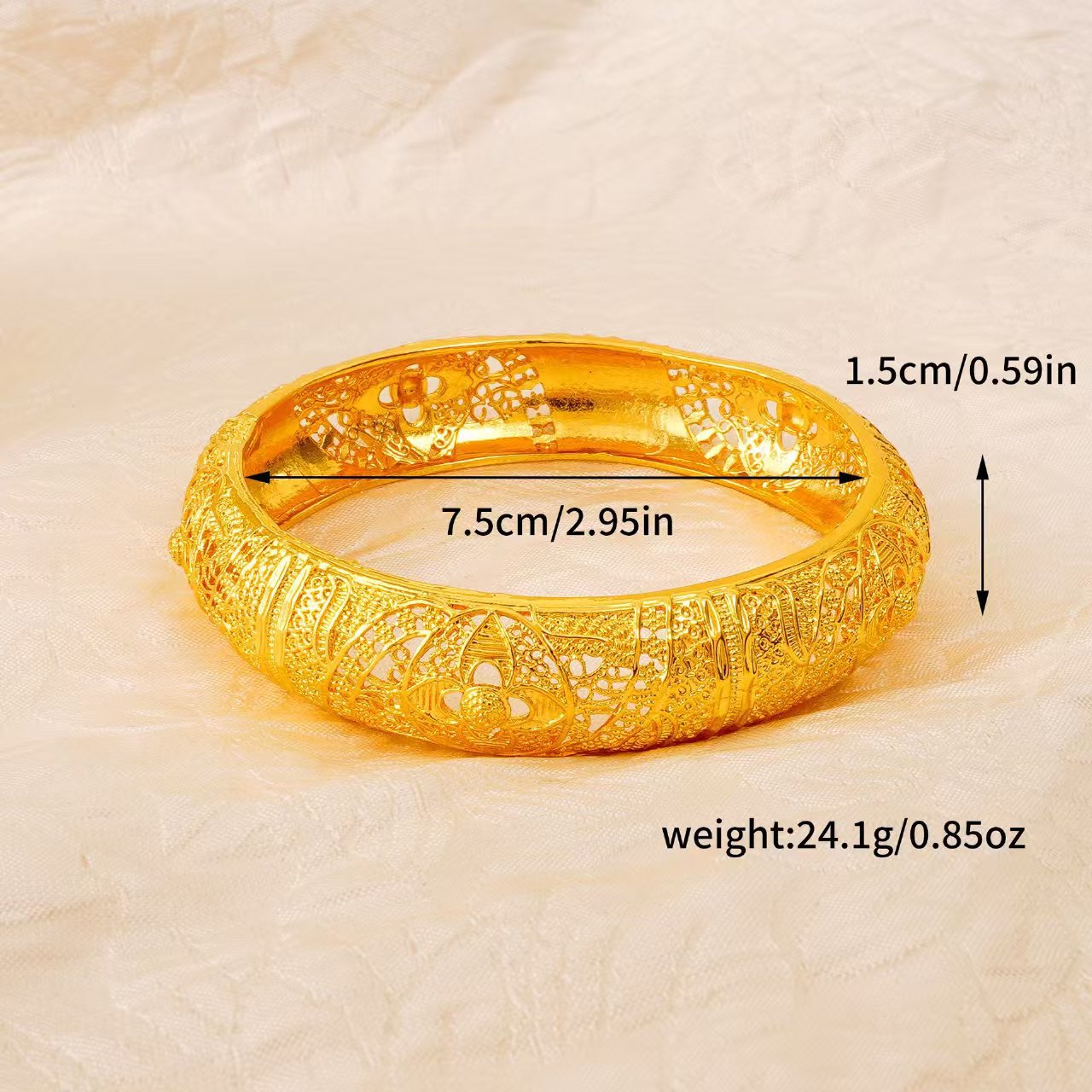 Elegant Gold Plated Carved Bracelet for Women