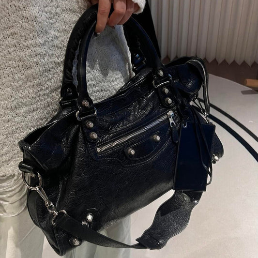 Studded Biker Shoulder Bag Large Capacity Pillow Bag