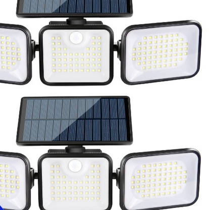Solar Powered 180 LED Three Head Rotatable Wall Lamp