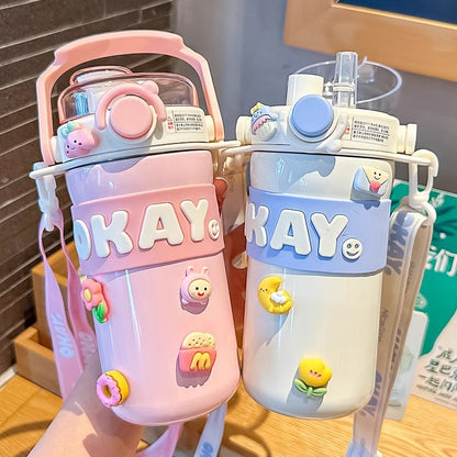 Personalized Alphabet Insulated Water Cup with Straw