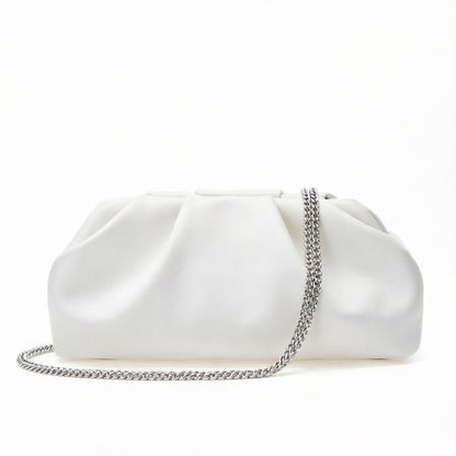 Pleated Chain Shoulder Bag with Magnetic Closure