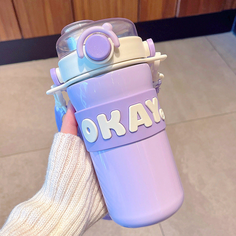 Personalized Alphabet Insulated Water Cup with Straw