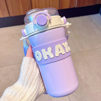 Personalized Alphabet Insulated Water Cup with Straw