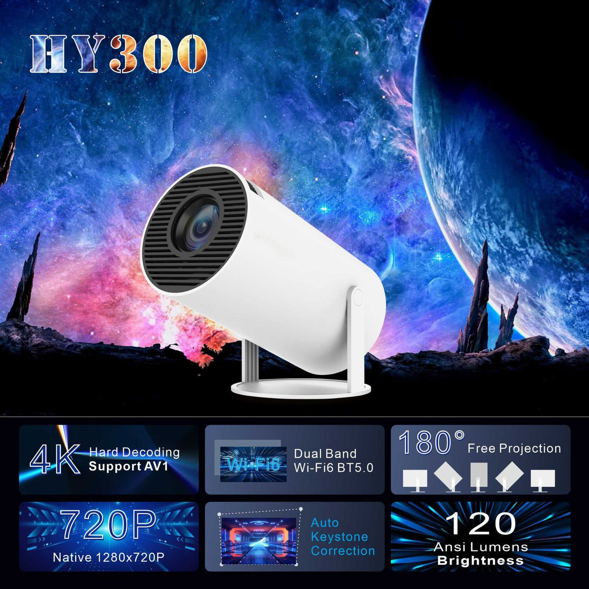 Android 4K Wireless Portable Projector