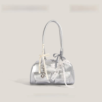 Tote Bag with Silk Scarf Pendant