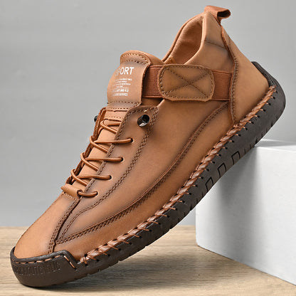 Mens Leather Mid Top Casual Boots