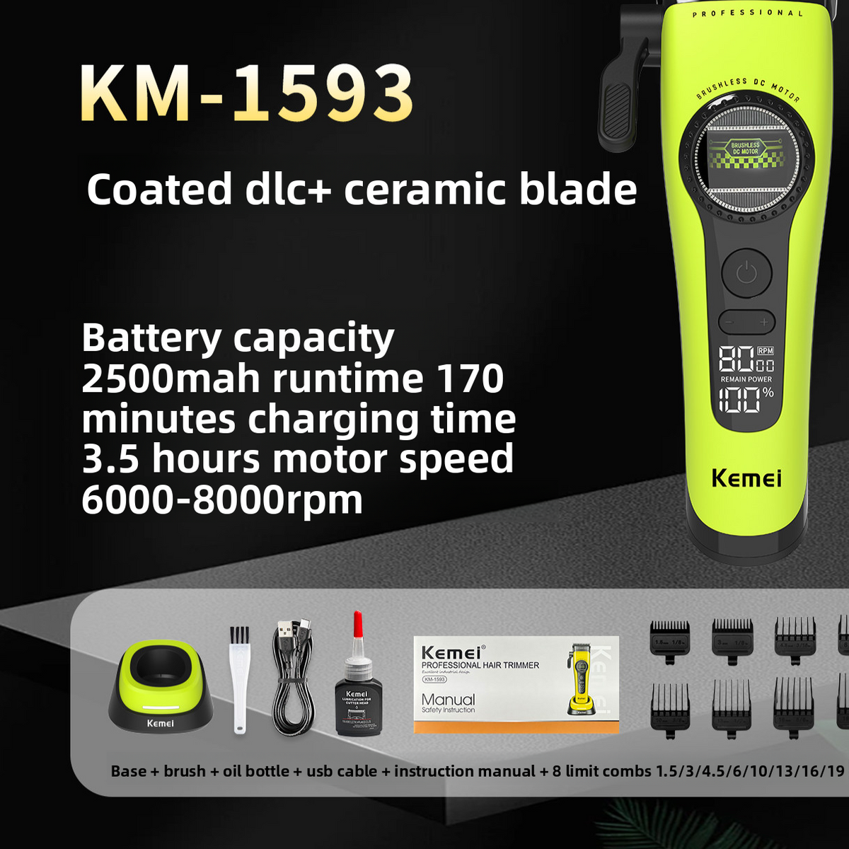 Professional Hair Clipper with Ceramic Blade