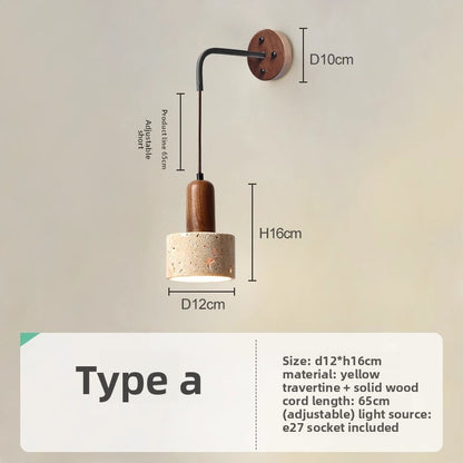 Japanese Style Wooden Bedside Wall Lamp with Warm Light