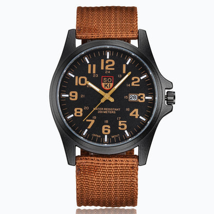 Military Style Quartz Watch with Nylon Strap