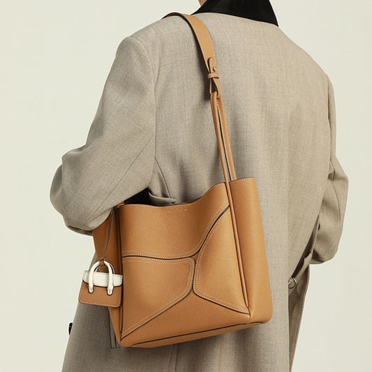 Large Capacity Crossbody Cowhide Tote Bag for Women