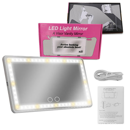 Rechargeable LED Car Visor Makeup Mirror