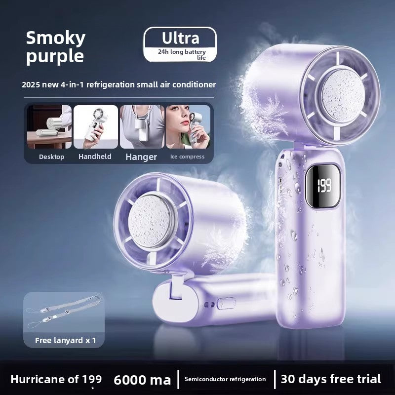Handheld Mini Fan with Semiconductor Cooling and LED Display