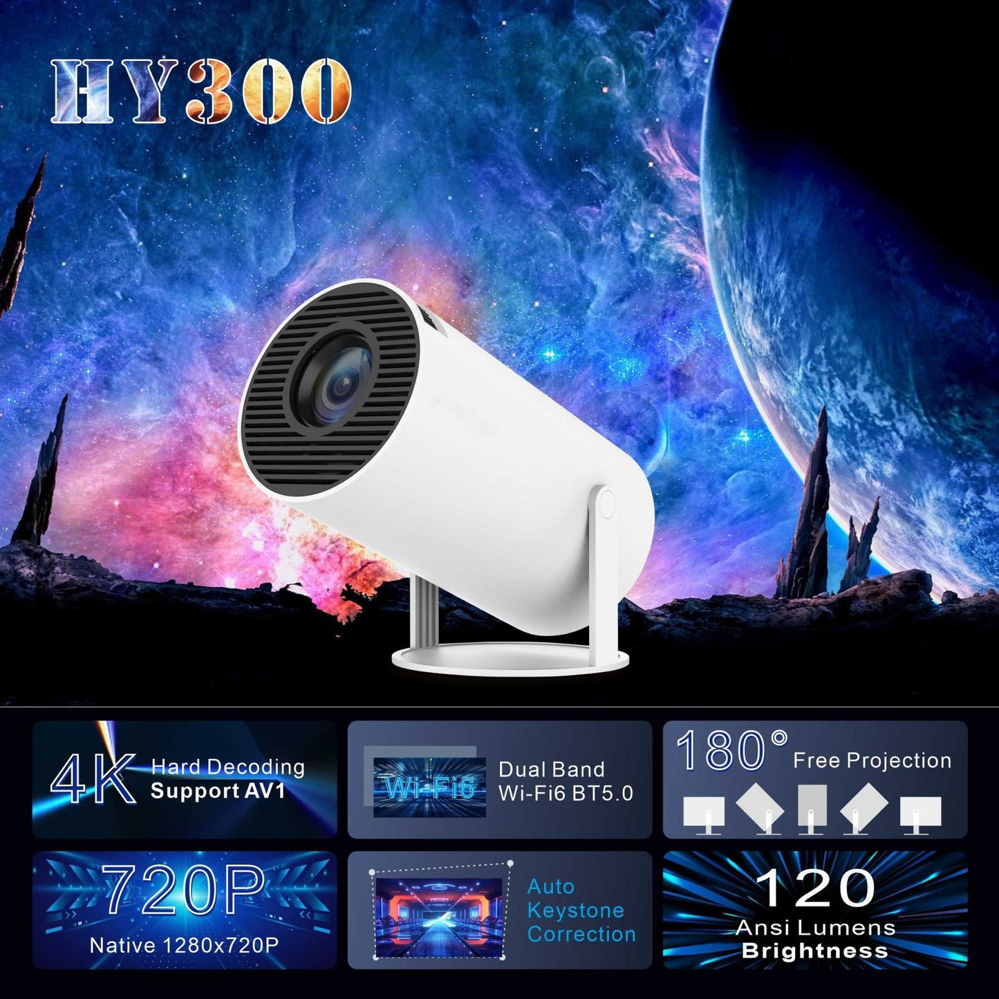 Android 4K Wireless Portable Projector
