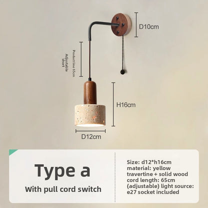 Japanese Style Wooden Bedside Wall Lamp with Warm Light