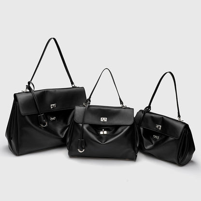 Smooth Calfskin Single-Shoulder Tote Bag with Lock Buckle