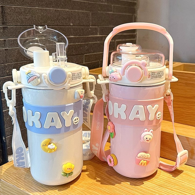 Personalized Alphabet Insulated Water Cup with Straw