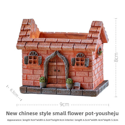 Retro-style nostalgic resin planter