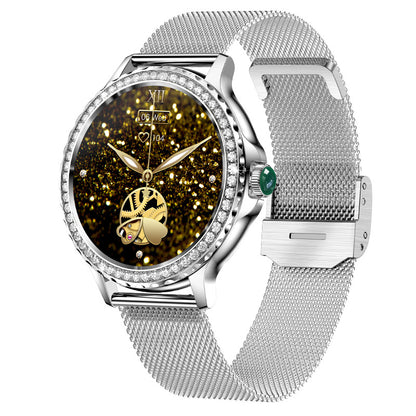 Bluetooth Calling Smart Fitness Bracelet Waterproof Watch With Diamond Accents