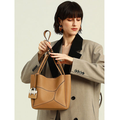 Large Capacity Crossbody Cowhide Tote Bag for Women