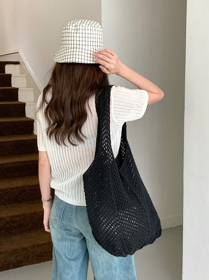 Vintage Crochet Woven Shoulder Bag