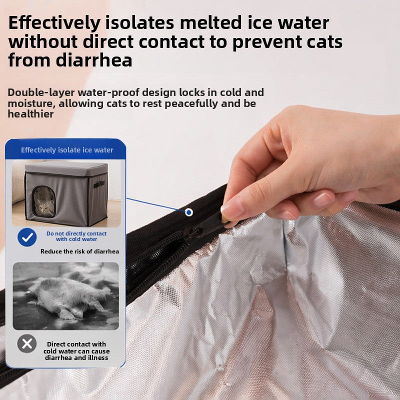 Enclosed Pet Cooling Bed with Ice Compartment