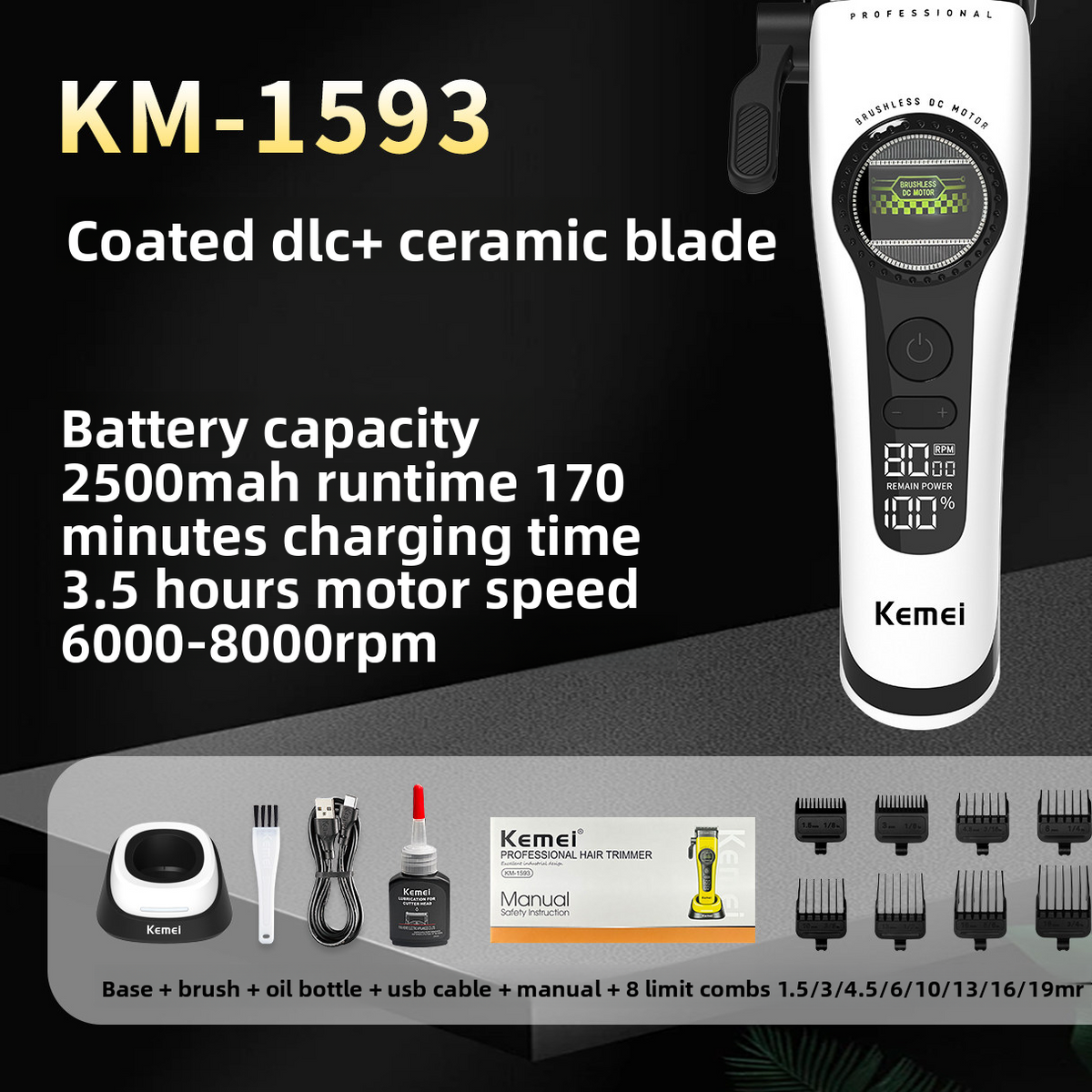 Professional Hair Clipper with Ceramic Blade